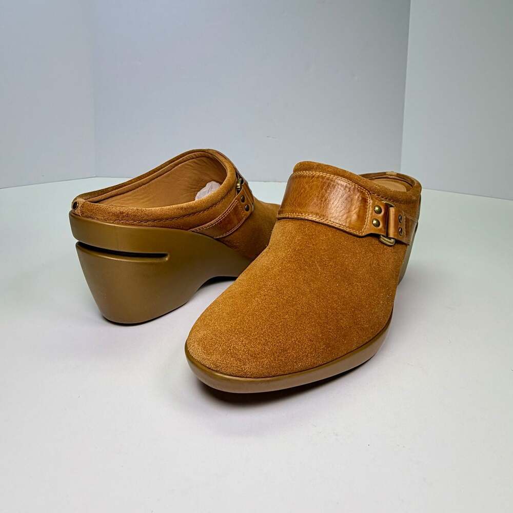 Cole Haan Women's Brown Suede Wedge Mule Clogs with Buckle Detail Size 8.5 B - Picture 11 of 15